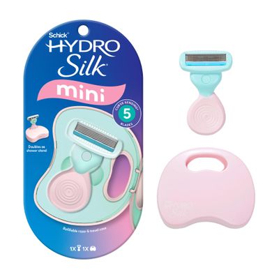 Schick Hydro Silk Mini 5 Blade Razor for Women, 1 Handle, 1 Refill & 1 Case