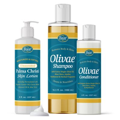 Baar Olivae Shampoo, Conditioner & Unscented Lotion Bundle