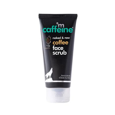 Caffeine Naked & Raw Coffee Face Scrub, Black, Normal to Oily Skin, Natural Exfoliating Formula with Vitamin E