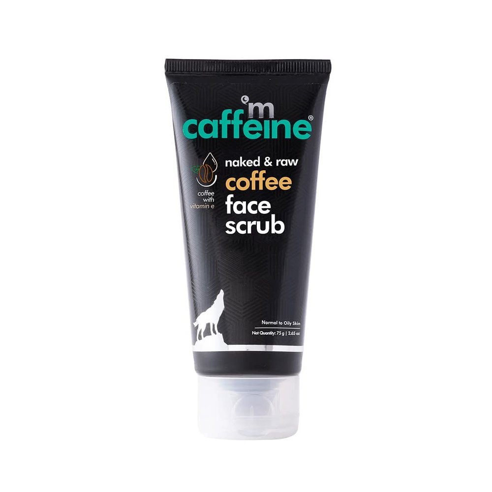 Caffeine Naked & Raw Coffee Face Scrub, Black, Normal to Oily Skin, Natural Exfoliating Formula with Vitamin E
