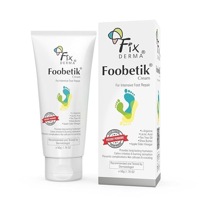 Fix.Derma Foobetik Cream for Intensive Foot Repair with L-Arginine, Lactic Acid, Tea Tree Oil, Shea Butter, Apple Cider Vinegar, 1.76 oz