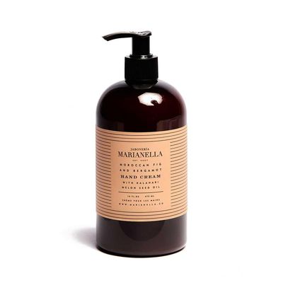 Jaboneria Marianella Moroccan Fig & Bergamot Hydrating Hand Cream, 16 fl oz Rich Moisturizing Lotion with Kalahari Oil & Botanical Oils for Soft, Smooth Skin