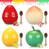 4 PCS Bee Lip Balm Lip Mask Fruit Pot, Strawberry & Apple & Lemon & Peach Moisturizing Lip Sleeping Mask Overnight Lip Treatment for Women, Color Lip Balm for Reduce Fine Lines,Repair Dry Cracked Lips view 1