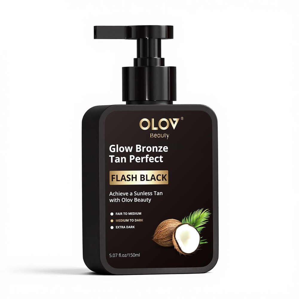 Olov Beauty Self Tanning Lotion -Self Tanner with Shea Butter and Coconut Oil Natural Ingredients for Sensitive Skin Sunless&Moisturising Customisable Medium Dark Fake Tan (5.07 fl oz)