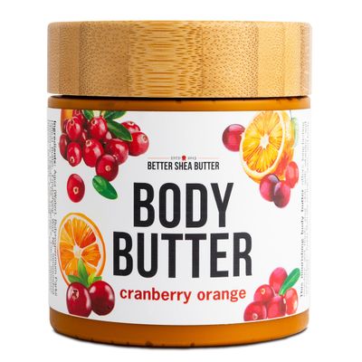 Cranberry Orange Body Butter with Raw Shea Butter and Jojoba Oil, Holiday Body Moisturizer for Dry Skin, Christmas Lotion, Limited Edition
