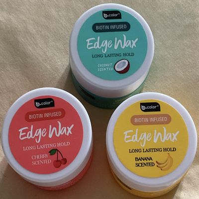 Combo Biotin Infused Edge Wax Set, Long Lasting Hold, Cherry, Coconut, Banana Scented Hair Styling Wax, 1.4 oz, 3 Pack