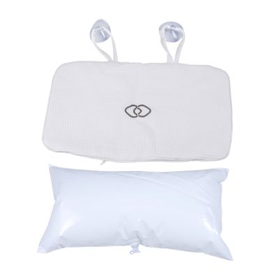 Anneome 2PC Anti-Slip Bathtub Pillows with Built Inflatable PVC Air Bags White Bathroom Spa Cushions for Head Neck Support Suction Cup Bath Pillows for Relaxing Tub Use