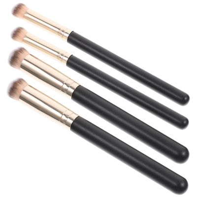 Beatifufu 4Pcs Concealer Makeup Brushes with Wooden Handles Angled Powder and Nose Contour Brush for Natural Blending Suitable for Foundation and Powder Cosmetics