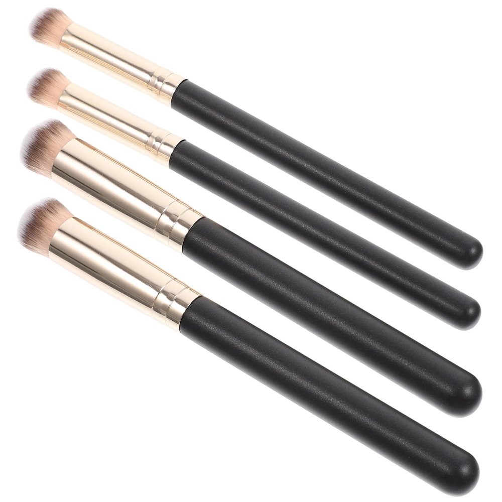 Beatifufu 4Pcs Concealer Makeup Brushes with Wooden Handles Angled Powder and Nose Contour Brush for Natural Blending Suitable for Foundation and Powder Cosmetics