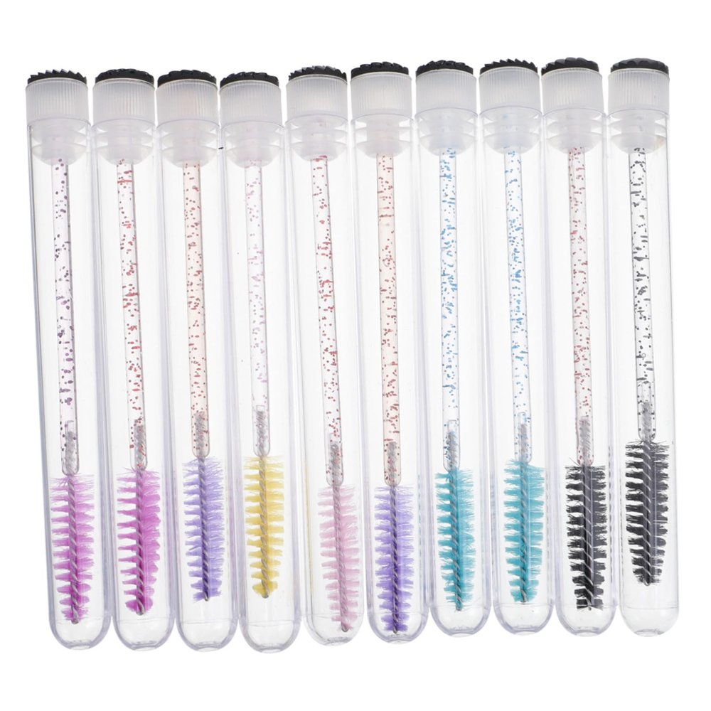 COOLHIYA 30pcs Portable Eyelash Brush Wands with Diamond Crystal Tubes Disposable Makeup Applicators for Eyelash Extension and Eyebrow Grooming Lightweight PP Material Vibrant Random Color