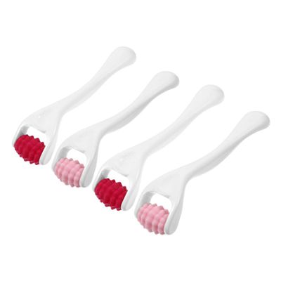 Beatifufu 4Pcs Facial Silicone Rollers Eye Massage Tool Small Face Roller for Puffiness and Dark Circles Relief Portable Skin Massage Pink Rose Red
