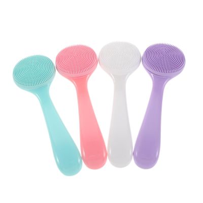 Beatifufu 4pcs Silicone Facial Scrubber with Long Handle for Deep Blackhead Removal Gentle Exfoliating Face Brush for Men and Women Portable Soft Bristle Manual Cleansing Tool for Daily Skin