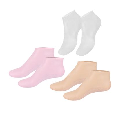 Beatifufu 3 Pairs Reusable Moisturizing Socks for Dry Feet Overnight Elastic Spa Foot Care with Lotion Infusion Multi-Color Softening Callus Treatment for Home Pedicure and Skin Exfoliation