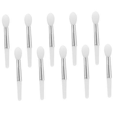 COOLHIYA 10pcs Mini Silicone Lip Brushes with Transparent Storage Box Soft Reusable Puff Makeup Applicators for Precise Lipstick Gloss Lip Treatment Application Portable and Easy to Clean