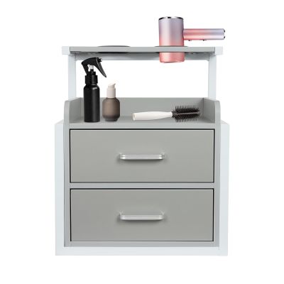 AngelcityCC Wall Mount Salon Station, Hair Styling Barber Station, Beauty Salon Spa Equipment with 2 Drawers and 2 Hair Dryer Holders