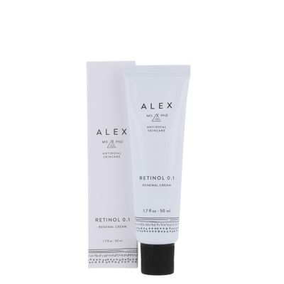 ALEX MD PhD Retinol 0.1 Renewal Cream with Bakuchiol, Niacinamide & 5 Ceramides  Anti-Aging and Texture Refining Night Moisturizer for Fine Lines, Uneven Tone & Post-Acne Marks  1.7 fl oz