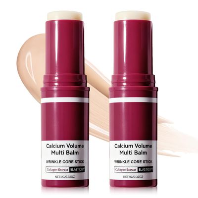 2PCS Calcium Multi Balm, Calcium Volume Multi Balm, Korean Wrinkle Core Stick,Collagen Moisturing Stick, Anti-aging, Hydrating, Firming Skin, Almond & Vitamin E for Lip Balm Eye Cream