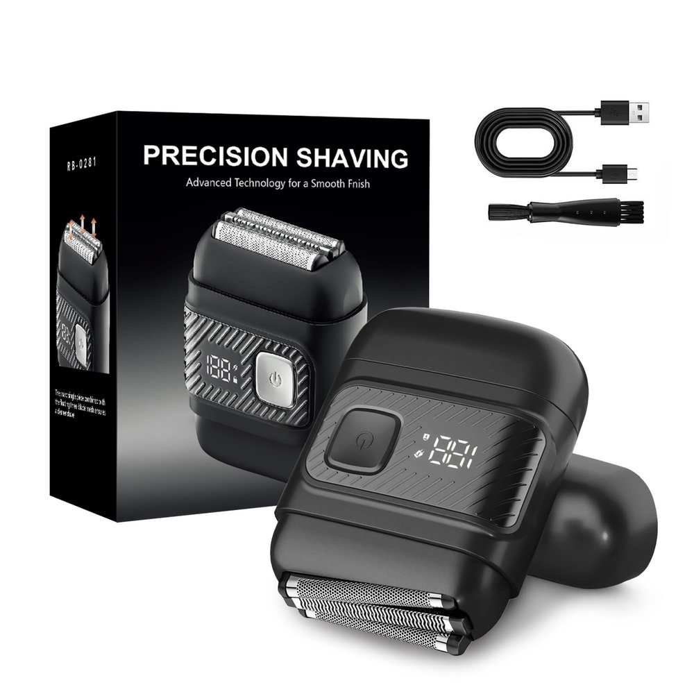 Electric Foil Shaver for Men, Micro-Comb Technology & 3 Floating Blades, IPX7 Waterproof Wet/Dry Cordless Razor with LED Display, USB-C Fast Charge, Portable Travel Razor