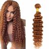 Light Brown Human Hair Bundles Deep Wave 34 Inch Brown Single Bundle Human Hair Extenion 1 Bundle Color 30# 100g Unprocessed Brazilian Virgin Double Weft view 1