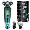 Electric Razor for Men, Electric Shavers for Men's Faces, Detachable Blade 3D Rotary for Shaving with Nose Trimmer Face Cleaning Brush Head Shavers, Wet/Dry/Waterproof Razors for Men Matte Green view 1