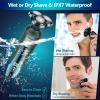 Electric Razor for Men, Electric Shavers for Men's Faces, Detachable Blade 3D Rotary for Shaving with Nose Trimmer Face Cleaning Brush Head Shavers, Wet/Dry/Waterproof Razors for Men Matte Green view 2