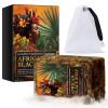 Raw African Black Soap Bar Handmade Natural Face & Body Cleanser with Shea Butter, Palm & Cocoa Pod Deep Cleansing, Hydrating & Brightening Soap for Dark Spots & Even Skin Tone 100 g view 1