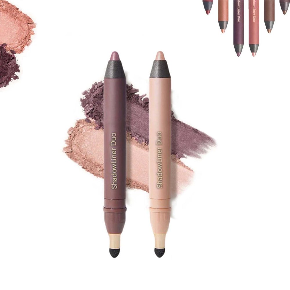 AHFBF Shadow Liner Duo, Perfect Color Duo-Shadow Linerr 2-in-1 Eyeliner & Eyeshadow, Shadows Liner Duoo, Plum Eyeshadow Stick (Smokeshow+ Gaze)