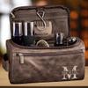 Vintage Monogram - Personalized Leather Toiletry Bag, Custom Brown Leather Toiletry Bag for Men, Vintage Mens Travel Toiletry Bags, Monogrammed Toiletry Travel Bag, Travel Gifts for Men Dad Husband view 2
