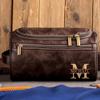Vintage Monogram - Personalized Leather Toiletry Bag, Custom Brown Leather Toiletry Bag for Men, Vintage Mens Travel Toiletry Bags, Monogrammed Toiletry Travel Bag, Travel Gifts for Men Dad Husband view 4