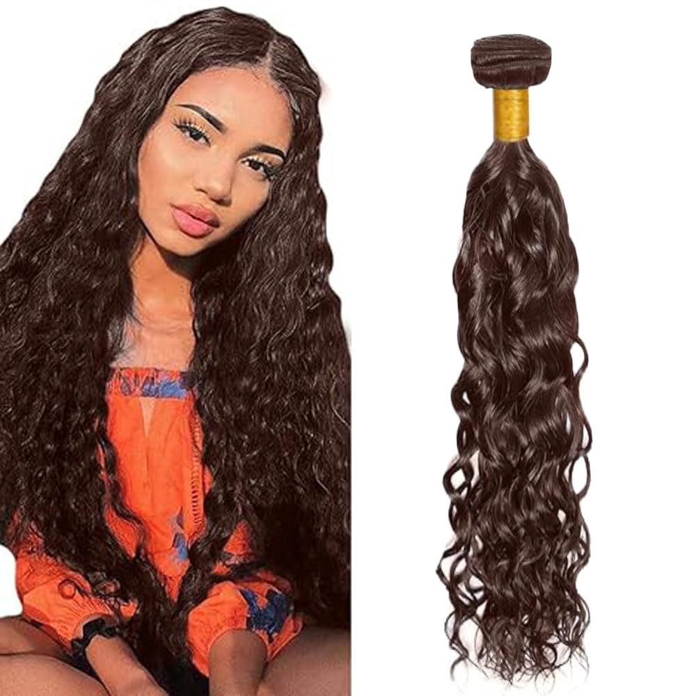 Chocolate Brown Human Hair Bundles Water Wave 22 Inch Dark Brown Single Bundle Human Hair Extenion 1 Bundle Color #4 100g Unprocessed Brazilian Virgin Double Weft