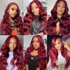 Burgundy Human Hair Bundles Body Wave 24 Inch Wine Red Single Bundle Human Hair Extenion 1 Bundle Color #99j 100g Unprocessed Brazilian Virgin Double Weft view 2