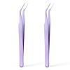 2 Pack Lash Tweezers for Eyelash Extensions Professional Eyelash Extension Tweezers Lash Cluster Tweezer Precision Fiber Tip Stainless Steel Lashes Applicator Tool for Home and Professional Use view 1