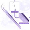 2 Pack Lash Tweezers for Eyelash Extensions Professional Eyelash Extension Tweezers Lash Cluster Tweezer Precision Fiber Tip Stainless Steel Lashes Applicator Tool for Home and Professional Use view 3