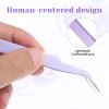 2 Pack Lash Tweezers for Eyelash Extensions Professional Eyelash Extension Tweezers Lash Cluster Tweezer Precision Fiber Tip Stainless Steel Lashes Applicator Tool for Home and Professional Use view 4