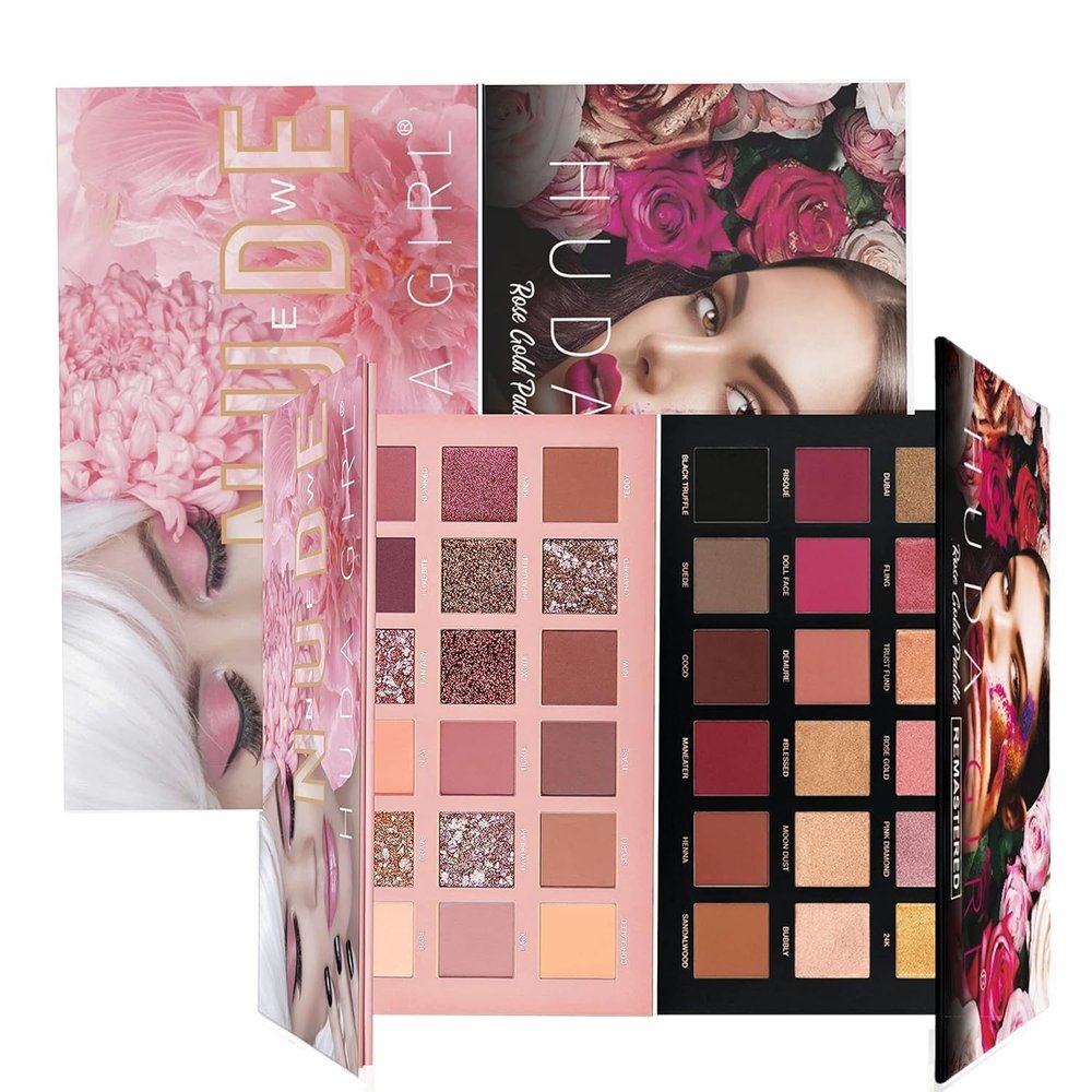 H'uda girl beauty rose Gold Remastered + Nude Edition Eyeshadow Palette Combo Kit - 36 Matte| Complete Eye Shadow Palette Set