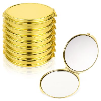 8 PCS Compact Mirror Bulk, Gold Compact Mirror with 1x 2x Magnification, Metal Round Shell, Folding Compacts Mirrors Bulk Portable Mini Pocket Mirrors for Women Party Favors Gifts Travel Daily Use