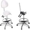 BSNANCA Adjustable Rolling Stool with Back Support - Ergonomic Hydraulic Swivel Chair for Dental Spa, Salon, Massage, and Tattoo Procedures (White) view 4