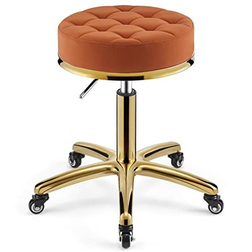 BSNANCA Adjustable Rolling Stool - Heavy-Duty Hydraulic Metal Chair with Ergonomic Design for Comfort, Ideal Barber, Salon, Clinic, Office Use (G)