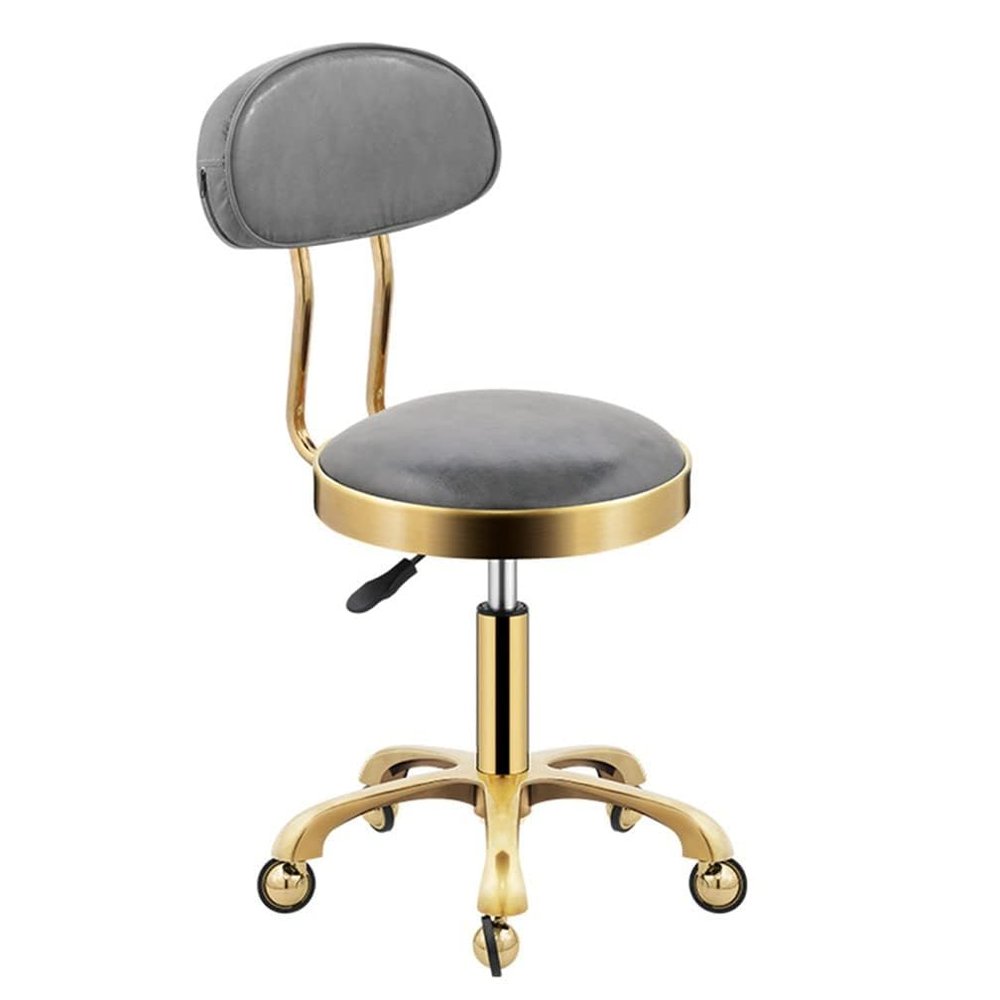 BSNANCA Adjustable Rolling Stool with Back Rest - Comfortable Swivel on Wheels for Salon, Massage, Clinic, Bar, Office Use, Heavy Duty Hydraulic Metal (A)