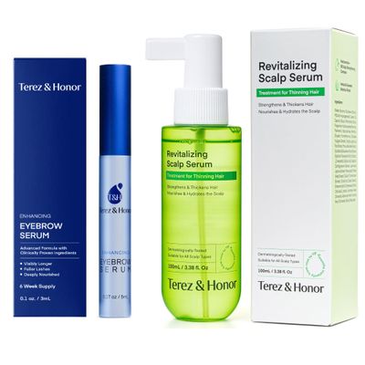 Terez & Honor Eyebrow Growth Serum with Hair Growth Spray Bundle - Enhancing for Thicker Brows and Hair, Korean Vegan Serum