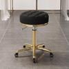 Adjustable PU Leather Rolling Swivel Chair with 5 Wheels, Stylish Bar Stool for Beauty Salon & Counter Work (Beige & Gold) - Perfect for Comfort & Mobility view 1