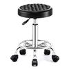 Adjustable Swivel Salon Stool with Footrest, Rolling PU Leather Seat, Comfortable 2-Layer Sponge, Height-Adjustable, Silent Wheels, Black/Brown Professional Barbershop Chair view 1