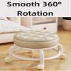 360 Rotating PU Leather Rolling Stool - Adjustable Height, Padded Pedicure Seat on Wheels for Home, Fitness, Office & Salon Use - Lazy Housework Mini Stool view 3