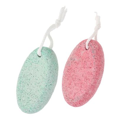 Mikinona 2Pcs Double-Sided Volcanic Pumice Stone Foot Scrubber with Storage Box Dead Skin Remover Callus Remover for Smooth Feet Relaxing Massage and Booster Random Color
