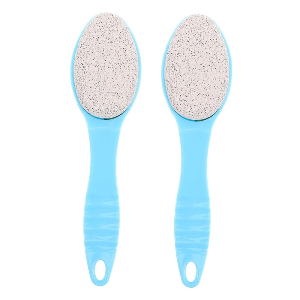 COOLHIYA 2pcs Double-Sided Foot Scraper for Dead Skin Removal with Ergonomic Handle Multi-use Foot Care Tool Combining Pumice Stone Brush and Exfoliating File Home Pedicure Kit