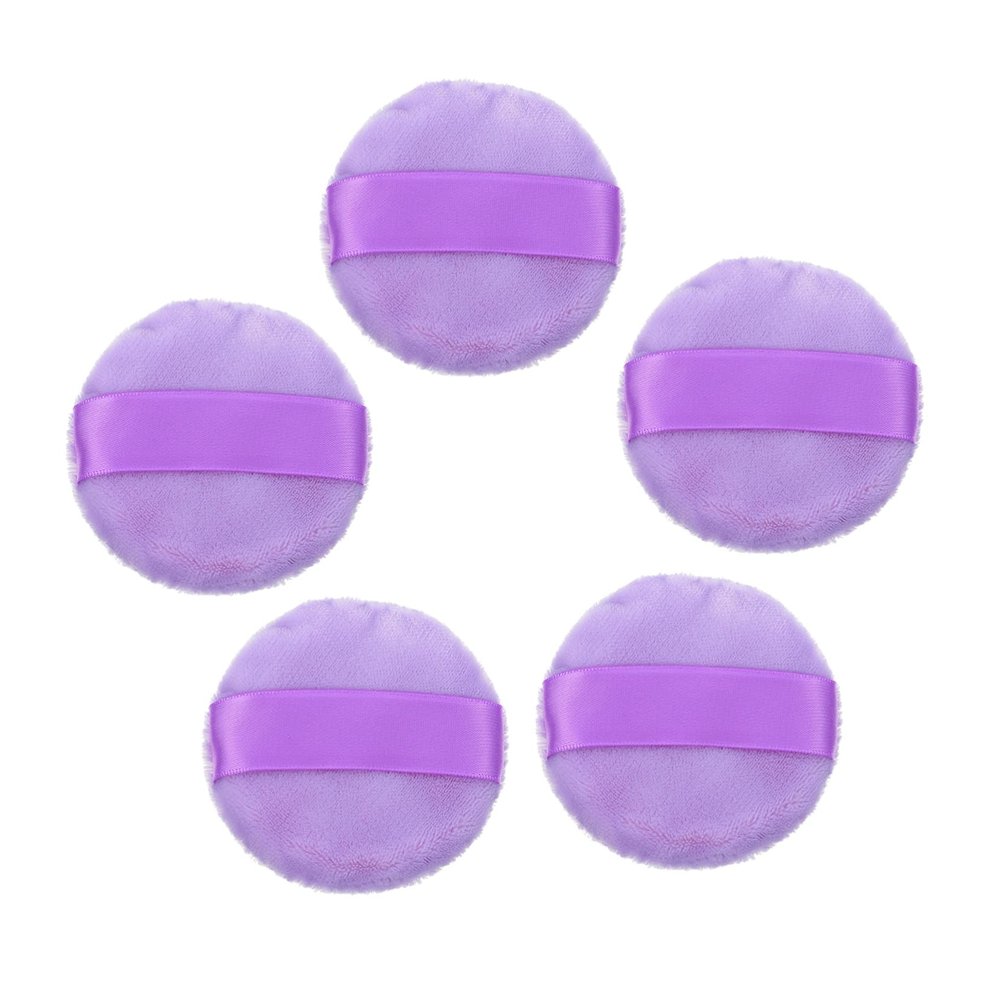 Beatifufu 5Pcs Purple Dual-sided Velvet Powder Puff Soft Fluffy Loose Powder Applicator for Makeup Cosmetics Skin-friendly Makeup Tools for Women and Beauty Salon Use