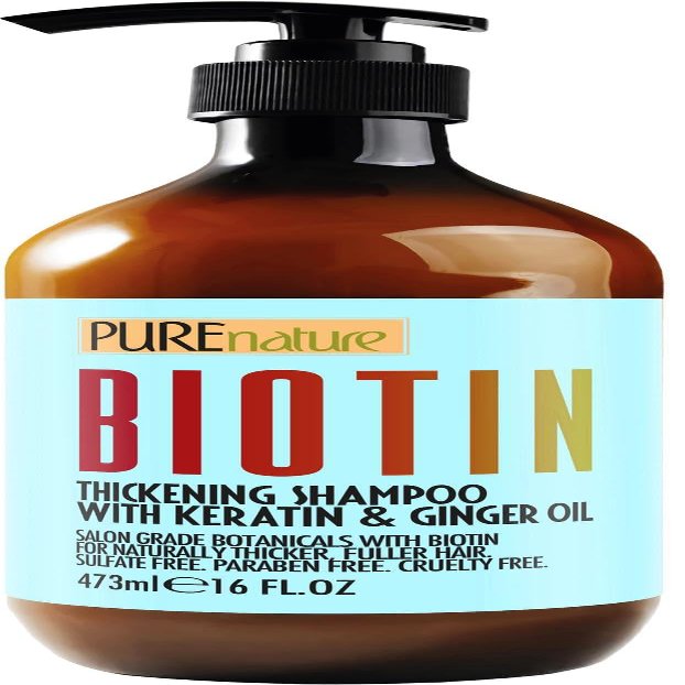 Biotin Shampoo - Sulfate Free Strengthening and Volumizing Shampoo for Thinning and Fine Hair - Professional Salon Thickening, Volume Boosting Formula - Paraben Free for Women and Men - 16 Fl Oz
