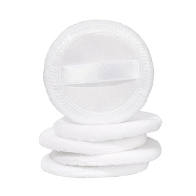 Beatifufu 5pcs White Cotton Powder Puff for Loose Foundation Makeup Gentle Skin-friendly Application Smooth Even Coverage for Salon Home and Travel Use