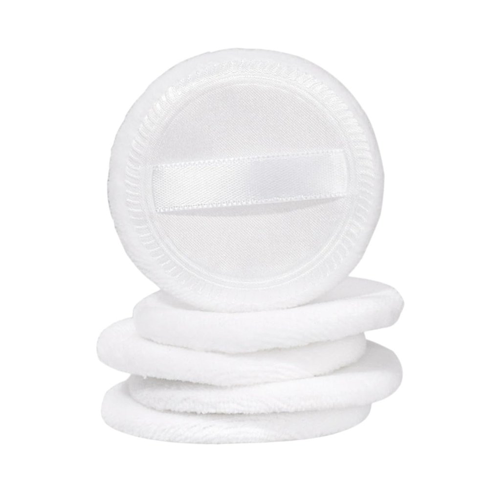 Beatifufu 5pcs White Cotton Powder Puff for Loose Foundation Makeup Gentle Skin-friendly Application Smooth Even Coverage for Salon Home and Travel Use