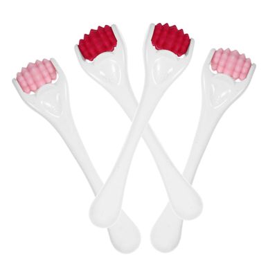 LALADEFIEE 4Pcs Silicone Facial Roller Small Eye Massager Reusable Face Massage Tool for Dark Circles Skincare with Ergonomic Handle and Smooth Surface Suitable for Home and Travel Use